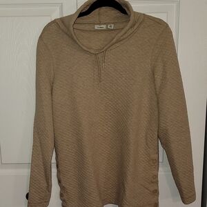 Tan Quilted Pullover with Button Accents